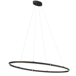 QAZQA Led-Pendelleuchten|Pendelleuchten*Design-Pendelleuchte Schwarz Oval 120cm inkl. LED 3-Stufen-Dimmbar - Ovallo