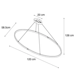 QAZQA Led-Pendelleuchten|Pendelleuchten*Design-Pendelleuchte Schwarz Oval 120cm inkl. LED 3-Stufen-Dimmbar - Ovallo