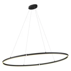 QAZQA Led-Pendelleuchten|Pendelleuchten*Design-Pendelleuchte Schwarz Oval 120cm inkl. LED 3-Stufen-Dimmbar - Ovallo