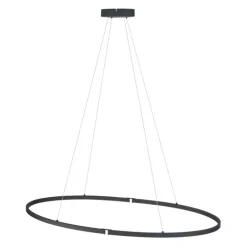 QAZQA Led-Pendelleuchten|Pendelleuchten*Design-Pendelleuchte Schwarz Oval 120cm inkl. LED 3-Stufen-Dimmbar - Ovallo