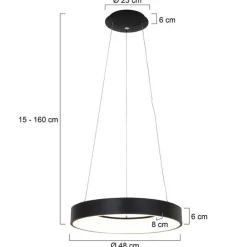 Steinhauer Led-Pendelleuchten|Pendelleuchten*Design-Pendelleuchte Schwarz inkl. dimmbarer LED - Ringlede