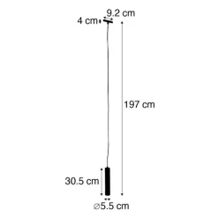 QAZQA Deckenstrahler|Aufbaustrahler*Design-Pendelleuchte Schwarz inkl. Schienenadapter 1-phasig - Slimline Tuba Small