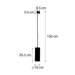 QAZQA Professional Deckenstrahler|Aufbaustrahler*Design-Pendelleuchte Schwarz inkl. Schienenadapter 3-Phasen - 3-Phasen Tubo