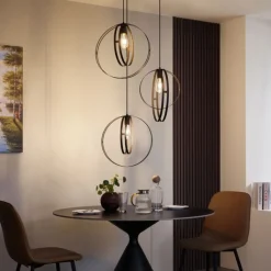 QAZQA Leuchten Ohne Schirm|Pendelleuchten*Design-Pendelleuchte schwarz rund 3-flammig - Indu