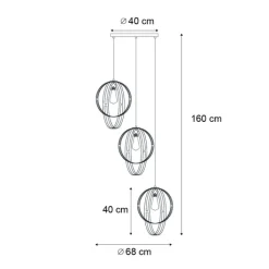 QAZQA Leuchten Ohne Schirm|Pendelleuchten*Design-Pendelleuchte schwarz rund 3-flammig - Indu