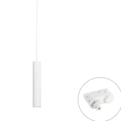 QAZQA Professional Deckenstrahler|Aufbaustrahler*Design-Pendelleuchte Weiß inkl. Stromschienenadapter 3-Phasen - 3-Phasen Tuba Small