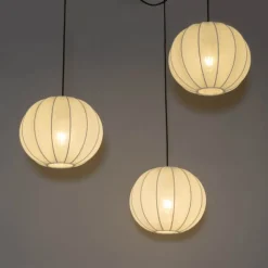 Kinder QAZQA Kinderzimmerlampen|Schlafzimmerlampen*Design-Pendelleuchte weiß Seide 30 cm 3-Licht - Plu