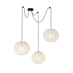 Kinder QAZQA Kinderzimmerlampen|Schlafzimmerlampen*Design-Pendelleuchte weiß Seide 30 cm 3-Licht - Plu