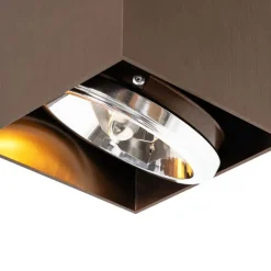QAZQA Wandstrahler|Deckenstrahler*Design-Spot dunkelbronze quadratisch – Box