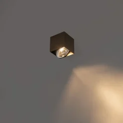 QAZQA Wandstrahler|Deckenstrahler*Design-Spot dunkelbronze quadratisch – Box