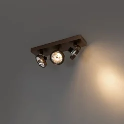 QAZQA Deckenstrahler|Aufbaustrahler*Design-Spot dunkelbronze verstellbar 3-flammig - Go