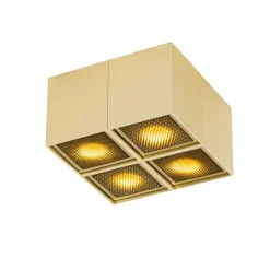 QAZQA Deckenstrahler|Aufbaustrahler*Design-Spot Gold 4-flammig - Qubo Honey
