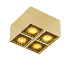 QAZQA Deckenstrahler|Aufbaustrahler*Design-Spot Gold 4-flammig - Qubo Honey