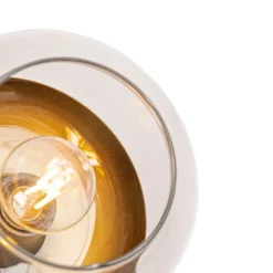 QAZQA Deckenstrahler|Aufbaustrahler*Design-Spot schwarz mit Gold und Rauchglas 3-flammig rund – Kyan