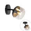 QAZQA Wandstrahler|Deckenstrahler*Design-Spot schwarz mit Gold und Rauchglas – Kyan
