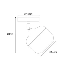 QAZQA Wandstrahler|Deckenstrahler*Design-Spot schwarz mit Gold und Rauchglas – Kyan