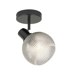 QAZQA Wandstrahler|Deckenstrahler*Designspot schwarz mit Rauchglas - Chico