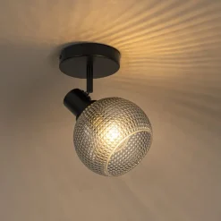 QAZQA Wandstrahler|Deckenstrahler*Designspot schwarz mit Rauchglas - Chico