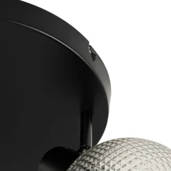 QAZQA Deckenstrahler|Aufbaustrahler*Design-Spot schwarz mit Rauchglas 3-flammig rund - Chico