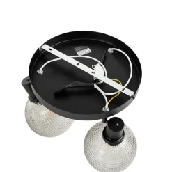 QAZQA Deckenstrahler|Aufbaustrahler*Design-Spot schwarz mit Rauchglas 3-flammig rund - Chico