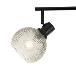 QAZQA Deckenstrahler|Aufbaustrahler*Design-Spot schwarz mit Rauchglas 3-flammig - Chico