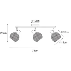 QAZQA Deckenstrahler|Aufbaustrahler*Design-Spot schwarz mit Rauchglas 3-flammig - Chico