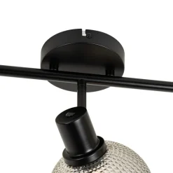 QAZQA Deckenstrahler|Aufbaustrahler*Design-Spot schwarz mit Rauchglas 3-flammig - Chico