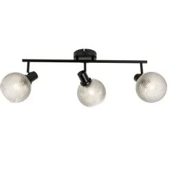 QAZQA Deckenstrahler|Aufbaustrahler*Design-Spot schwarz mit Rauchglas 3-flammig - Chico