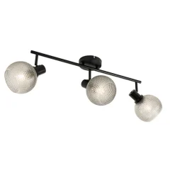 QAZQA Deckenstrahler|Aufbaustrahler*Design-Spot schwarz mit Rauchglas 3-flammig - Chico