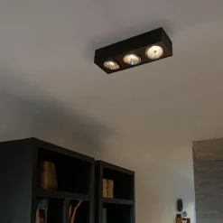 QAZQA Küchenlampen|Deckenstrahler*Design-Spot schwarz quadratisch 3-flammig - Kaya