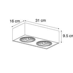 QAZQA Küchenlampen|Deckenstrahler*Design-Spot schwarz quadratisch 2-flammig - Kaya
