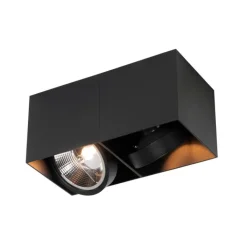 QAZQA Deckenstrahler|Aufbaustrahler*Design-Spot schwarz rechteckig AR111 2-flammig - Box