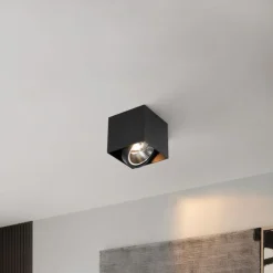 QAZQA Schlafzimmerlampen|Küchenlampen*Design-Spot schwarzes Quadrat AR111 - Box