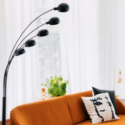 QAZQA Stehlampen|Wohnzimmerlampen*Design-Stehlampe schwarz mit Gold 5 Lichter - Sixties Marmo
