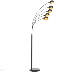 QAZQA Stehlampen|Wohnzimmerlampen*Design-Stehlampe schwarz mit Gold 5 Lichter - Sixties Marmo