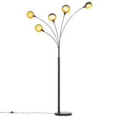QAZQA Stehlampen|Wohnzimmerlampen*Design-Stehlampe schwarz mit Gold 5 Lichter - Sixties Marmo