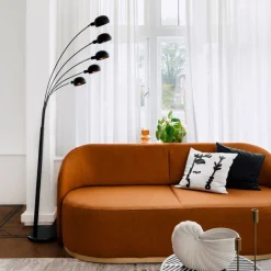 QAZQA Stehlampen|Wohnzimmerlampen*Design-Stehlampe schwarz mit Gold 5 Lichter - Sixties Marmo