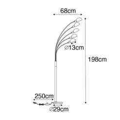 QAZQA Stehlampen|Wohnzimmerlampen*Design-Stehlampe schwarz mit Gold 5 Lichter - Sixties Marmo