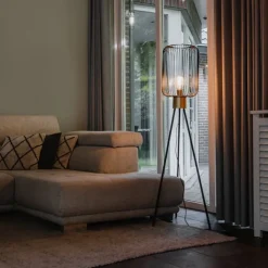 QAZQA Stehlampen|Wohnzimmerlampen*Design-Stehlampe schwarz mit Gold - Mayelle