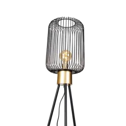 QAZQA Stehlampen|Wohnzimmerlampen*Design-Stehlampe schwarz mit Gold - Mayelle