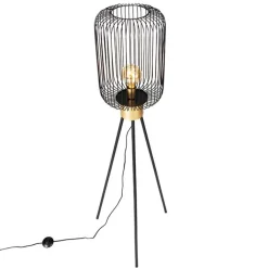 QAZQA Stehlampen|Wohnzimmerlampen*Design-Stehlampe schwarz mit Gold - Mayelle