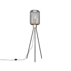 QAZQA Stehlampen|Wohnzimmerlampen*Design-Stehlampe schwarz mit Gold - Mayelle