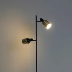 QAZQA Schlafzimmerlampen|Esszimmerlampen*Design-Stehlampe schwarz mit goldenen 2-Lichtern - Stijn