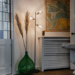 QAZQA Stehlampen|Wohnzimmerlampen*Design-Stehlampe Schwarz mit Gold 3-flammig - Noud