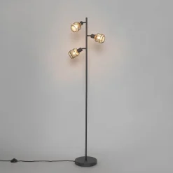 QAZQA Stehlampen|Wohnzimmerlampen*Design-Stehlampe Schwarz mit Gold 3-flammig - Noud