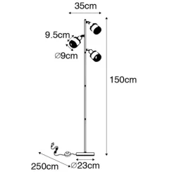 QAZQA Stehlampen|Wohnzimmerlampen*Design-Stehlampe Schwarz mit Gold 3-flammig - Noud