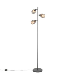 QAZQA Stehlampen|Wohnzimmerlampen*Design-Stehlampe Schwarz mit Gold 3-flammig - Noud