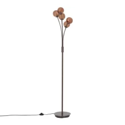 QAZQA Stehlampen|Wohnzimmerlampen*Design-Stehleuchte Bronze mit bronzefarbenem Glas, 5-flammig - Athen
