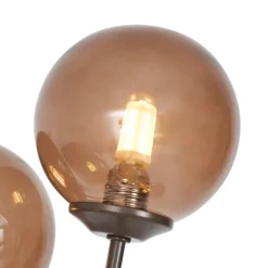 QAZQA Stehlampen|Wohnzimmerlampen*Design-Stehleuchte Bronze mit bronzefarbenem Glas, 5-flammig - Athen