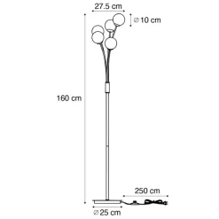 QAZQA Stehlampen|Wohnzimmerlampen*Design-Stehleuchte Bronze mit bronzefarbenem Glas, 5-flammig - Athen